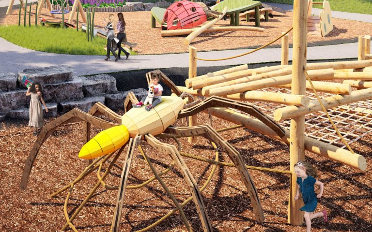 bug sculpture playground themed spider