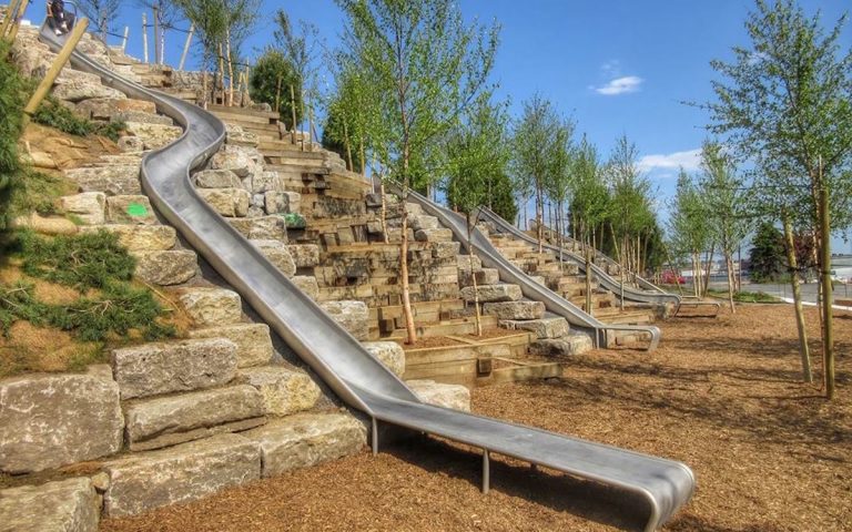 governors island playground earthscape slides steel