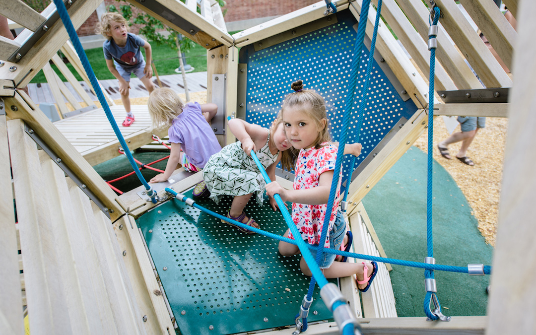 Rope climbing children custom architecture playground Grange Park