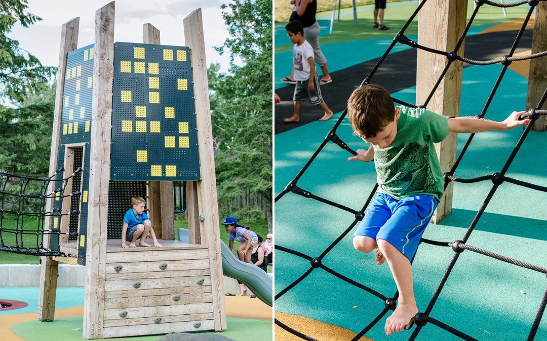 playground net climber tower wood