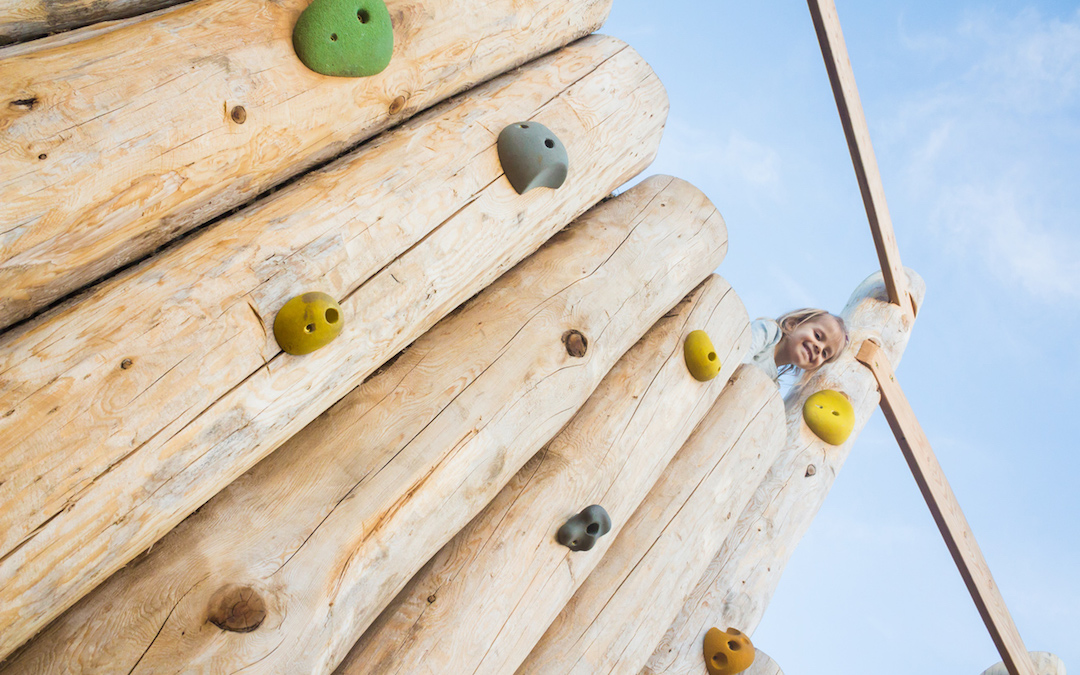 playground climbing wall natural wood