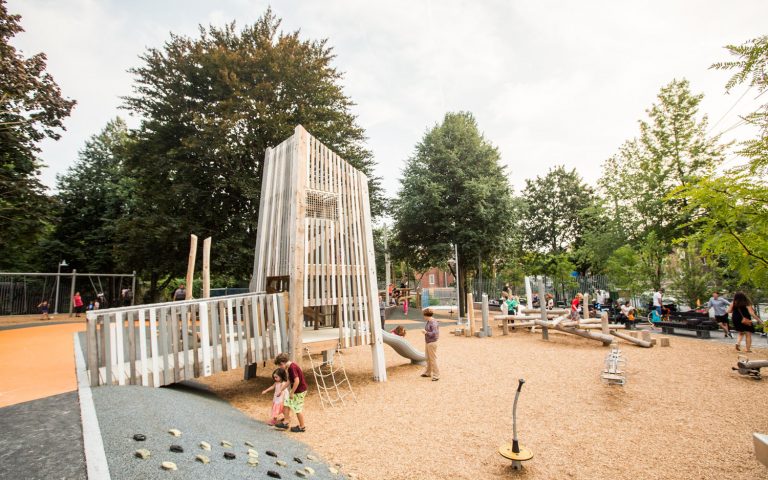 MA Hoyt Sullivan wood playground accessibility ramp tower