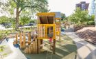 active climbing playground natural tower wood structure