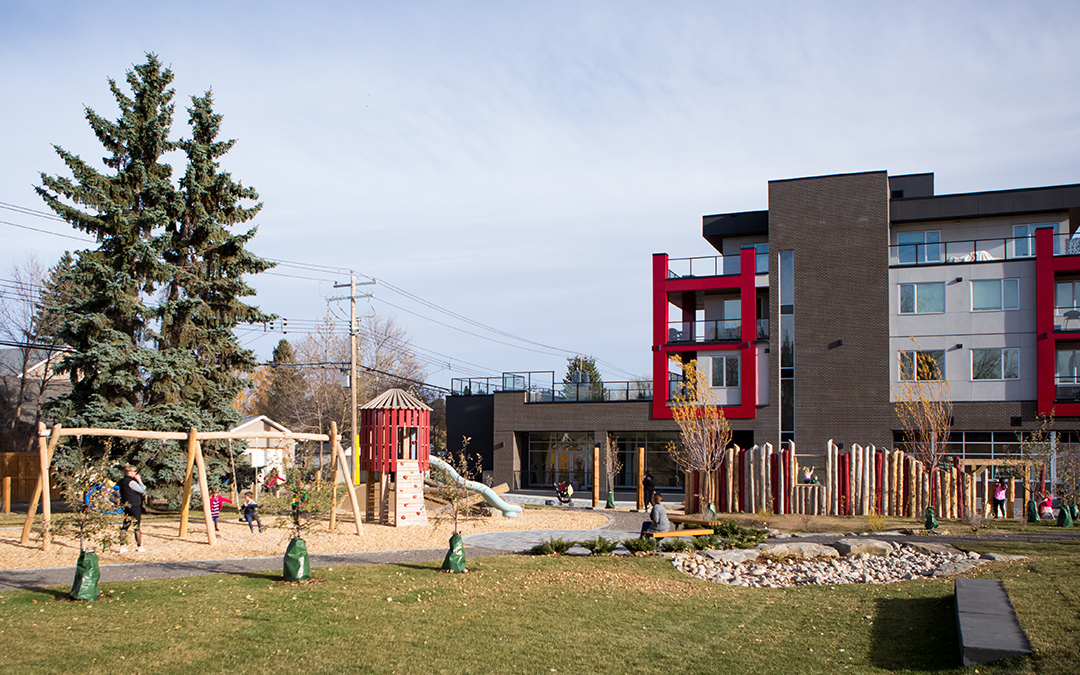 Calgary Mills Park wood playground