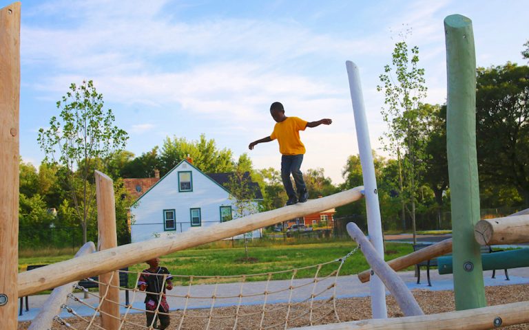 balance playground kids detroit revitalize park play space outdoor natural