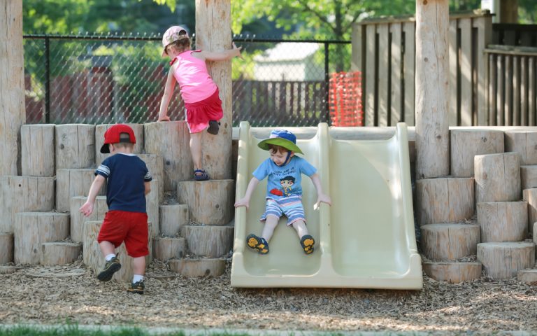 play children playground natural hill slide