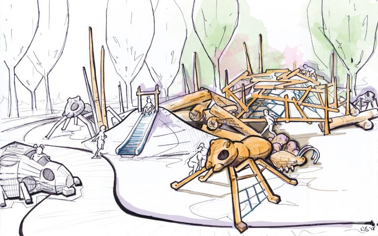 natural playground wood ants nest climbing slide bugs insects sculpture