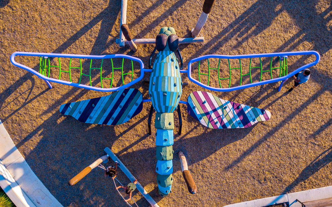 drone playground photography dragonfly sculpture park texas custom wood climber