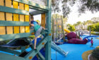 St. Petersburg Florida marine playground lifeguard tower slides kraken sculpture log tower