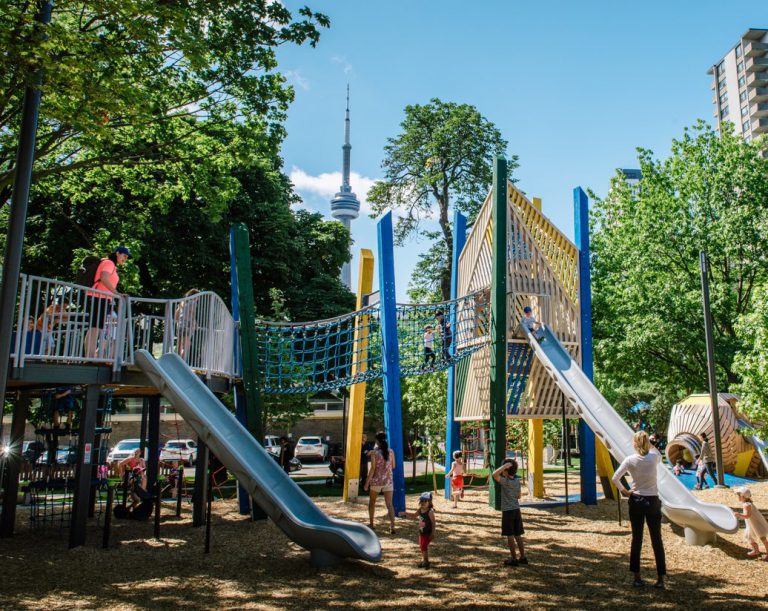 Children playing on an Earthscape playground