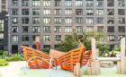 Brooklyn New York City natural playground rooftop wood butterfly sculpture