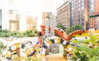 New York city custom nature themed playground caterpillar butterfly climbers