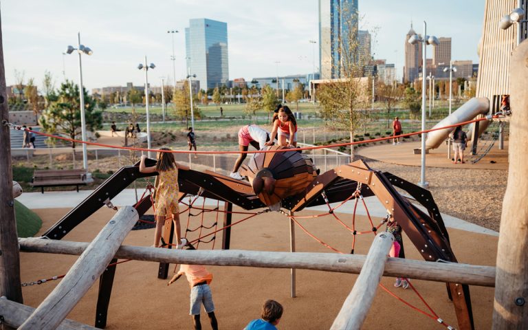 oklahoma city playground wolf spider log climber