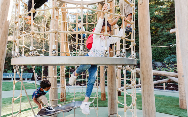 San Francisco natural wood playground log tower rope climbing adventure play