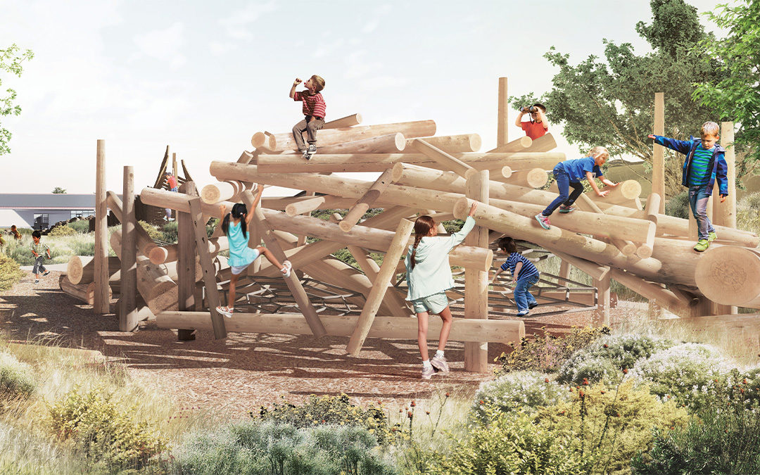 Presidio Tunnel Tops Outpost natural playground forest den render