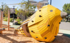 natural wood playground Irvine California custom accoya bird sculpture