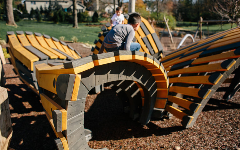 Westerville Ohio Hempstead Park natural playground butterfly sculpture climbing tunnels