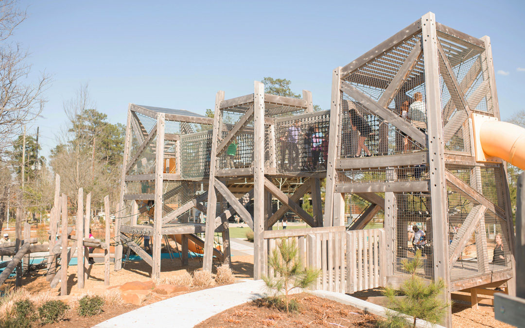 Pine Cove North West Harris natural playground triple towers tube slide climbing wood timber