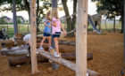 Amira natural playground Texas robinia log climbers ropes and nets