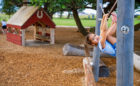 tomball texas natural playground robinia log climber ropes play hut