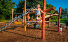 Ontario natural playground climber jumping sliding rails net play