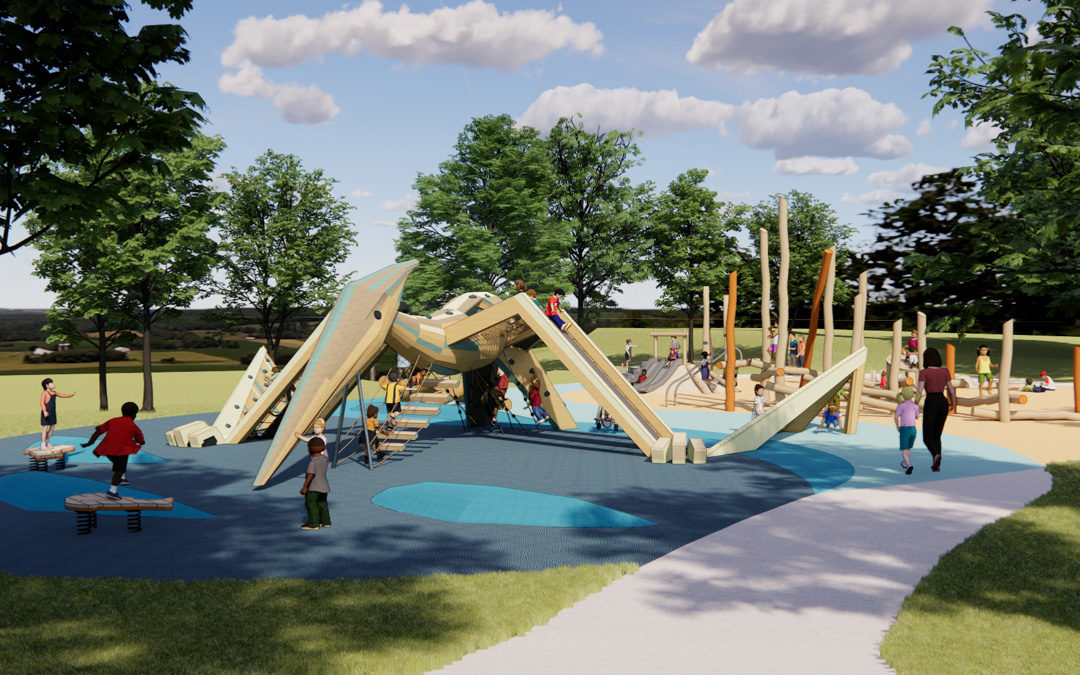 Pteranodon playground render for Edelman Fossil Museum