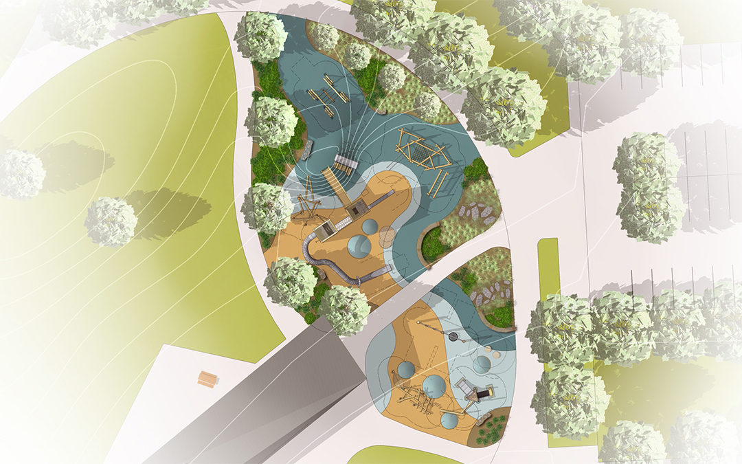 Joe Louis Greenway playground design plan view render