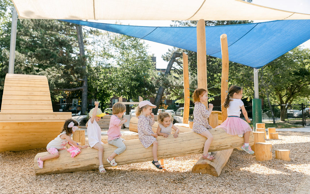 Childcare playground log pile Mooredale shade sail