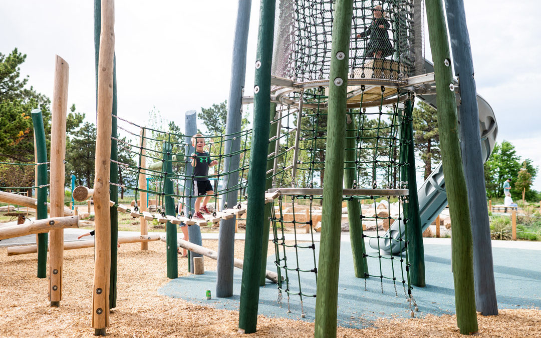 Inspiration Point Playground log tower climbing cladding bridge slide