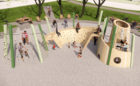 Daybreak Village playground design with birds eye view