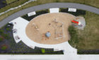 Starfall Park space themed playground drone photo plan view