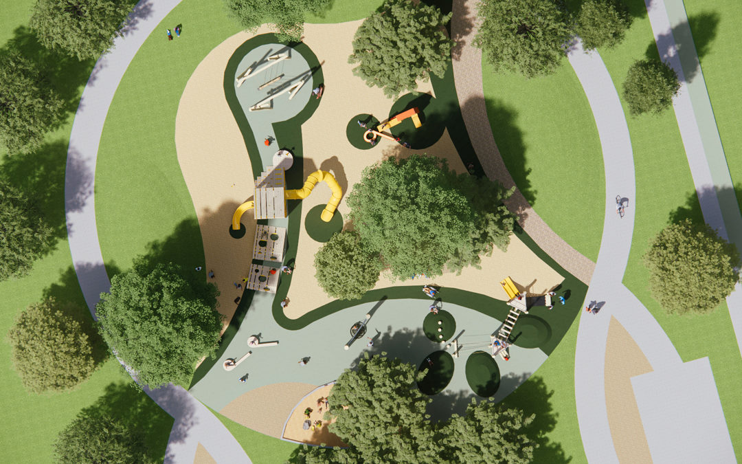 Alberta Jones park plan view of playground design render