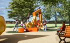 Louisville playground called Alberta Jones features musical note playgrounds structures