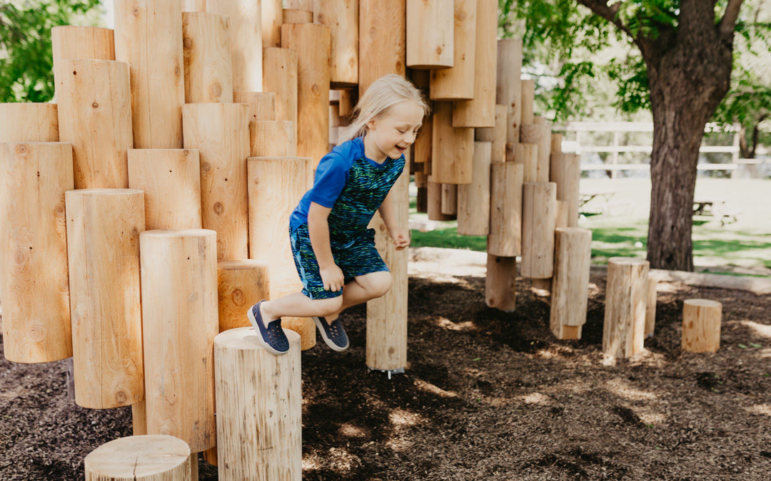 Boy jumps from Moku Yama by Kengo Kuma in Earthscape Collections