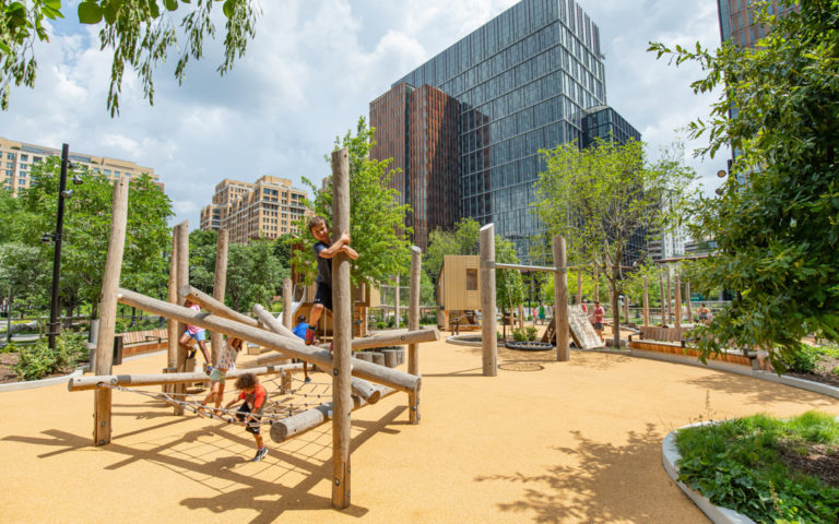 Metropolitan Park log jam playground in Arlington near Amazon HQ2