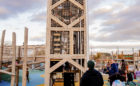 Playground towers in Detroit on Joe Louis Greenway
