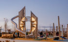 Warren Gateway playground at night with lighting in Detroit by Earthscape Play