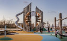 Warren Gateway playground by Earthscape Play at Joe Louis Greenway in Detroit